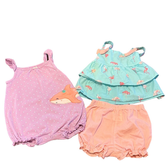 Carter's Other - **Bundle** Carter's & Penny M. Romper and Flamingo Dress with Diaper Cover